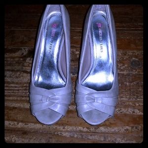 Taupe peep toe heels